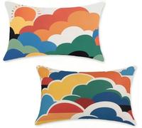 Cushion Covers 40x80 cm Pillow Cases 2 Pack Color Decoration Sofa Cushion Covers 40 x 80 cm Outdoor Pillows Sun Rectangular Linen Pillowscase for Garden Bench Couch Summer, Home Decoration 8-48SH7