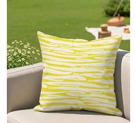 Cushion Covers 45 x 45 cm, Waterproof Linen Outdoor Cushions 18x18 inch, Yellow & Stripe Double-Sided Print with Invisible Zipper Decorative Pillow Cases for Garden, Patio, Sofa, Set of 1 3Z-536