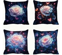 Cushion Covers 45 x 45 in Pink Pillow Cases Dream Pillows 4 Pack Super Soft Cushion Cover Square Decorative Pillows Double Sided Printing Pillow Protectors Bed Cushions, for Chair Home Decor E - 151