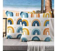 Cushion Covers 45 x 45 Pack of 2 White Pillow Cases, Sofa Cushions Garden Cushions Rainbow Sofa Cushion Covers Velvet Pillowcases, Pillow Case with Invisible Zipper, Room Decor, Bedroom Decor k-5