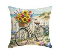 Cushion Covers 45 x 45 Red And Yellow Flowers Decorative Cushions Cover Sofa,linen Cushions Covers,Pillow Cover Square with Invisible Zipper Detachable,for the Couch, Bed and Home Decoration