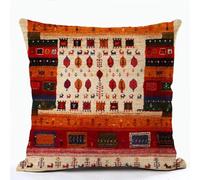 Cushion Covers 45 x 45 Red Beige Decorative Cushions Cover Sofa,linen Cushions Covers,Pillow Cover Square with Invisible Zipper Detachable,for the Couch, Bed and Home Decoration