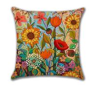 Cushion Covers 45 x 45 Red Yellow Decorative Cushions Cover Sofa,linen Cushions Covers,Pillow Cover Square with Invisible Zipper Detachable,for the Couch, Bed and Home Decoration