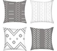 Cushion Covers 45 x 45cm, Double-sided Printing Linen Sofa Cushion Covers 18x18in Square Throw Pillow Case Set of 4 For Outdoor Modern Decor Home Office Sofa Couch Car Garden (Gray, 45cm x 45cm)