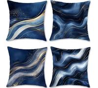 Cushion Covers 45cm x 45cm Blue Sofa Garden Outdoor Cushions Abstract Set Of 4 Decorative Pillows Soft Velvet Square Throw Pillow Cases with Double Sided Printing for Halloween Decorations S1-230