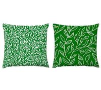 Cushion Covers 45cm x 45cm Leaf Cushions Decorative Pillows Green velvet Outdoor Cushions Square Pillow Case Cushioncase Cover Set of 2, for Sofa Patio Garden Blench Living Room Farmhouse Car zj-197