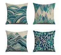 Cushion Covers 45cm x 45cm Set of 4 color Cushions abstract Outdoor Cushions Garden Cushions Linen Square Sofa Cushion Covers Decorative Pillow Throw Pillows for Couch Livingroom Office Decor Gifts