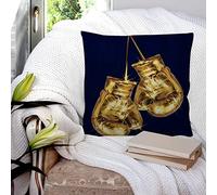 Cushion Covers 45x45 cm, Polyester Square Throw Pillow Cases,Gold Boxing Gloves, Cushion Cover for Sofa Couch Bedroom with Invisible Zipper, 18x18 Inches