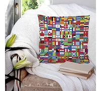 Cushion Covers 45x45 cm, Polyester Square Throw Pillow Cases,World Flag, Cushion Cover for Sofa Couch Bedroom with Invisible Zipper, 18x18 Inches
