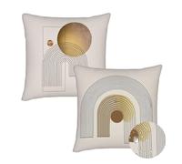 Cushion Covers 45x45 cm Set of 2 Outdoor Cushion Covers Cream Waterproof Linen Sofa Cushions Abstract Cushions Square Decorative Pillows With Invisible Zippe for Indoor Sofa Patio Garden Décor qq-751