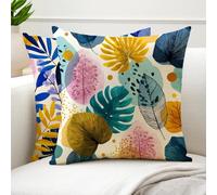 Cushion Covers 45x45cm Color Outdoor Cushions Waterproof Velvet Sofa Cushions Leaf Square Throw Pillow Covers with Invisible Zipper,Pillow Cases 2 Pack for Sofa Bedroom Patio Garden Bench,Gifts G6-970