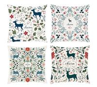 Cushion Covers 45x45cm, Outdoor Cushions Set of 4 Decorative Linen Square Cushion Covers Dragon Boat Waterproof Cushions With Smooth Invisible Zip for Indoor Sofa Bed Outdoor Garden Summer Decor s-460