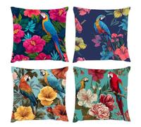 Cushion Covers 45x45cm, Outdoor Cushions Set of 4 Decorative Velvet Square Cushion Covers Flowers Fruit Waterproof Cushions With Smooth Invisible Zip Indoor Sofa Bed Outdoor Garden Summer Decor s-248