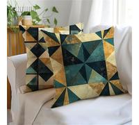 Cushion Covers 45x45cm Set of 2 Brown Outdoor Cushions,Double-Sided Printing Geometry Cushion Cover,Waterproof Velvet Decorative Throw Pillow Bring Invisible Zipper for Garden Autumn Decor JX-1102