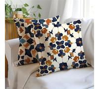 Cushion Covers 45x45cm Set of 2 Brown Outdoor Cushions, Double-Sided Printing Simplicity Cushion Cover, Waterproof Velvet Decorative Throw Pillow Bring Invisible Zipper for Sofa Bedroom Garden JX-1101