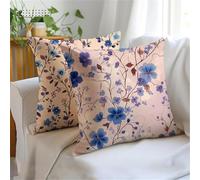 Cushion Covers 45x45cm Set of 2 Clove Powder Outdoor Cushions, Double-Sided Printing Simplicity Cushion Cover, Waterproof Velvet Decorative Throw Pillow Bring Invisible Zipper for Sofa Garden JX-1097