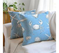 Cushion Covers 45x45cm Set of 2 Duck Egg Color Outdoor Cushions, Double-Sided Printing Shell Cushion Cover, Waterproof Velvet Decorative Throw Pillow Bring Invisible Zipper for Sofa Garden JX-1089