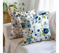 Cushion Covers 45x45cm Set of 2 Plain Outdoor Cushions, Double-Sided Printing Retro Cushion Cover, Waterproof Velvet Decorative Throw Pillow Bring Invisible Zipper for Sofa Garden Autumn Decor JX-1078