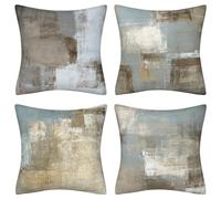 Cushion Covers 45x45cm Set of 4 Pillow Cover Cotton Linen Throw Pillow Case Home Decor Square Pillowcases Cushion Cover for Sofa Chair Couch Bedroom Garden Outdoor Decorative Abstract Pattern 18x18in