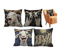 Cushion Covers - 4Pcs Goat Pattern Removable Home Decor Farmhouse Animal Decorative Cushion Covers Soft Square Pillow Case for Sofa Set