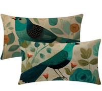 Cushion Covers 50 x 30 cm Green Cushion Covers Animal Patterned Rectangle Pillowcases Pack of 2 Velvet Decorative Sofa Throw Pillow Cases 20"x12" with Invisible Zipper,Room Garden Christmas Decor W1-1