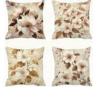 Cushion Covers 50 x 50 in Beige Pillow Cases Brown Pillows 4 Pack Super Soft Cushion Cover Square Decorative Pillows Double Sided Printing Pillow Protectors Bed Cushions, for Chair Home Decor E - 100