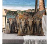 Cushion Covers 50 x 50 Pack of 2 Elephant Pillow Cases, Sofa Cushions Garden Cushions Abstract Sofa Cushion Covers Linen Pillowcases Decorative Pillow Case, Room Decor, Bedroom Decor k-217