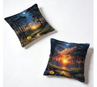 Cushion Covers 50 x 50 Pillow Cases 2 Pack Sunset Sofa Cushions 20x20 Inch Decorative Pillows Tree Outdoor Pillowcase Linen, HD Double Sided Printing for Garden Bench Home Decoration, Summer 9-74299V