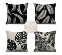 Cushion Covers 50 x 50cm Nordic Outdoor Cushions Waterproof Set of 4 Garden Cushions Square Linen Sofa Cushion Covers Double-Sided Print Decorative Pillows for Outside Garden Patio Balcony Plant S 327