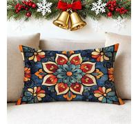 Cushion Covers 50 x 70 cm Boho Cushions, Set of 1 Sofa Cushions Linen Cushion Covers with Invisible Zipper Decorative Pillows for Living Room Bedroom Bed Christmas Decor Couch Car Garden, Blue 1h-23