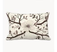 Cushion Covers 50 x 70 cm Flower Decorative Pillow Covers for Bed, Linen Rectangular Pillowcases Double-sided Printed, 19.7 x 27.6 in Lumbar Cushion Covers for Sofa Chair Living Room (Brown)2Y-562