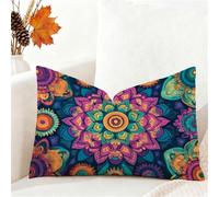 Cushion Covers 50 x 70 cm Purple Cushions, Set of 1 Sofa Cushions Velvet Cushion Covers with Invisible Zipper Decorative Pillows for Living Room Bedroom Bed Christmas Decor Couch Garden, Mandala 1h-31