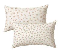 Cushion Covers 50 x 70 Set of 2, Pink Outdoor Cushions Rectangle, Flower Decorative Pillows with Invisible Zipper, Linen Breathable, Durable Throw Pillow Covers for Summer Garden Decor Gifts E-8377