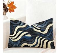 Cushion Covers 50 x 75 cm Blue Cushions, Set of 1 Sofa Cushions Velvet Cushion Covers with Invisible Zipper Decorative Pillows for Living Room Bedroom Bed Christmas Decor Couch Garden, Abstract 1h-63