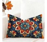 Cushion Covers 50 x 75 cm Boho Cushions, Set of 1 Sofa Cushions Velvet Cushion Covers with Invisible Zipper Decorative Pillows for Living Room Bedroom Bed Christmas Decor Couch Car Garden, Blue 1h-23