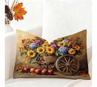 Cushion Covers 50 x 75 cm Floral Cushions, Set of 1 Sofa Cushions Velvet Cushion Covers with Invisible Zipper Decorative Pillows for Living Room Bedroom Bed Christmas Decor Couch Garden, Autumn 1h-33