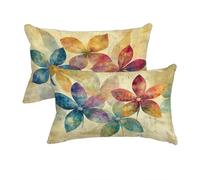 Cushion Covers 50 x 80 cm, Plain Cushion Covers Pack of 2, Waterproof Linen Sofa Pillows Cases, Leaves Pattern Decorative Throw Pillow Cases Double Sided Printing for Sofa, Garden, Living Room -8810
