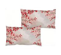 Cushion Covers 50 x 90 cm, Rectangle Cushion Covers Set of 2, Spring Decorative Pillow Case Cover, Velvet Waterproof Outdoor Cushions Spring Peach Blossom-2, Throw Pillow for Sofa Decor S0-256