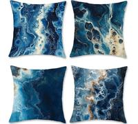 Cushion Covers 50cm x 50cm Blue Sofa Garden Outdoor Cushions Abstract Set Of 4 Decorative Pillows Soft Velvet Square Throw Pillow Cases with Double Sided Printing for Halloween Decorations S1-222