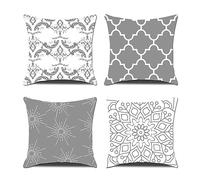 Cushion Covers 50cm x 50cm Gray Velvet 4pcs Double Print Soft Throw Pillow Case 20x20 inch Square Decorative Cushion Cover for Sofa Chair Patio Garden Blench Living Room Car Home Decor