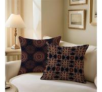 Cushion Covers 50cm x 50cm, Ocher Outdoor Cushions Bohemia Sofa Cushions Set of 2, Double Sided Square Decorative Pillows, Waterproof Linen Pillowcases for Patio Garden Bench Sofa Room Decor Z1-357