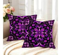 Cushion Covers 50cm x 50cm Set of 2 Purple Throw Pillow Covers Boho Pillow Cases Autumn Sofa Cushions Decorative Pillows with Invisible Zipper Pillowcases for Bedroom Living Room Garden -GY244