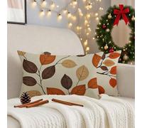Cushion Covers 50cm x 70cm Autumn Cushions, Garden Cushions Rectangle Cushion Covers Pack of 2 Double Sided Printed Linen Throw Pillow Covers for Living Room Sofa Bedroom Bed Home Decor Leaf 3m-174