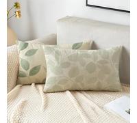 Cushion Covers 50cm x 70cm Grey Cushions Velvet Cushion Covers Leaf Garden Cushions Set of 2 Fall Decorative Pillows with Invisible Zipper Large Pillow for Sofa Patio Bench Balcony Car Office 2s-902