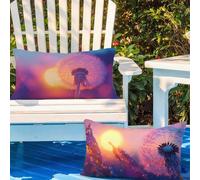 Cushion Covers 50cm x 70cm Purple Cushions, Garden Cushions Rectangle Cushion Covers Pack of 2 Double Sided Printed Linen Throw Pillow Covers for Living Room Sofa Bedroom Bed Home Decor, Plant 2m-72