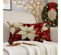 Cushion Covers 50cm x 70cm Red Cushions, Garden Cushions Rectangle Cushion Covers Pack of 2 Double Sided Printed Linen Throw Pillow Covers for Living Room Sofa Chair Bedroom Bed Home Decor Leaf 3m-374