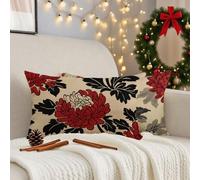 Cushion Covers 50cm x 70cm Retro Cushions, Garden Cushions Rectangle Cushion Covers Pack of 2 Double Sided Printed Linen Throw Pillow Covers for Living Room Sofa Bedroom Bed Home Decor Peony 3m-90