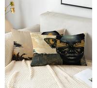 Cushion Covers 50cm x 75cm Retro Cushions Velvet Cushion Covers Woman Garden Cushions Set of 2 Fall Decorative Pillows with Invisible Zipper Large Pillow for Sofa Patio Bench Balcony Car Office 2s-578