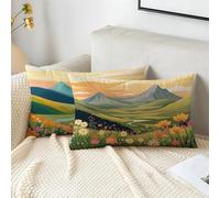Cushion Covers 50cm x 75cm Summer Cushions Velvet Cushion Covers Landscape Garden Cushions Set of 2 Fall Decorative Pillows with Invisible Zipper Large Pillow for Sofa Patio Bench Balcony 2s-572