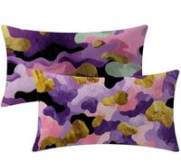 Cushion Covers 50x30 Purple Cushion Covers Abstraction Patterned Rectangle Pillowcases Pack of 2 Velvet Decorative Sofa Throw Pillow Cases 20 x 12 inch with Invisible Zipper for Room Garden Decor W1-3
